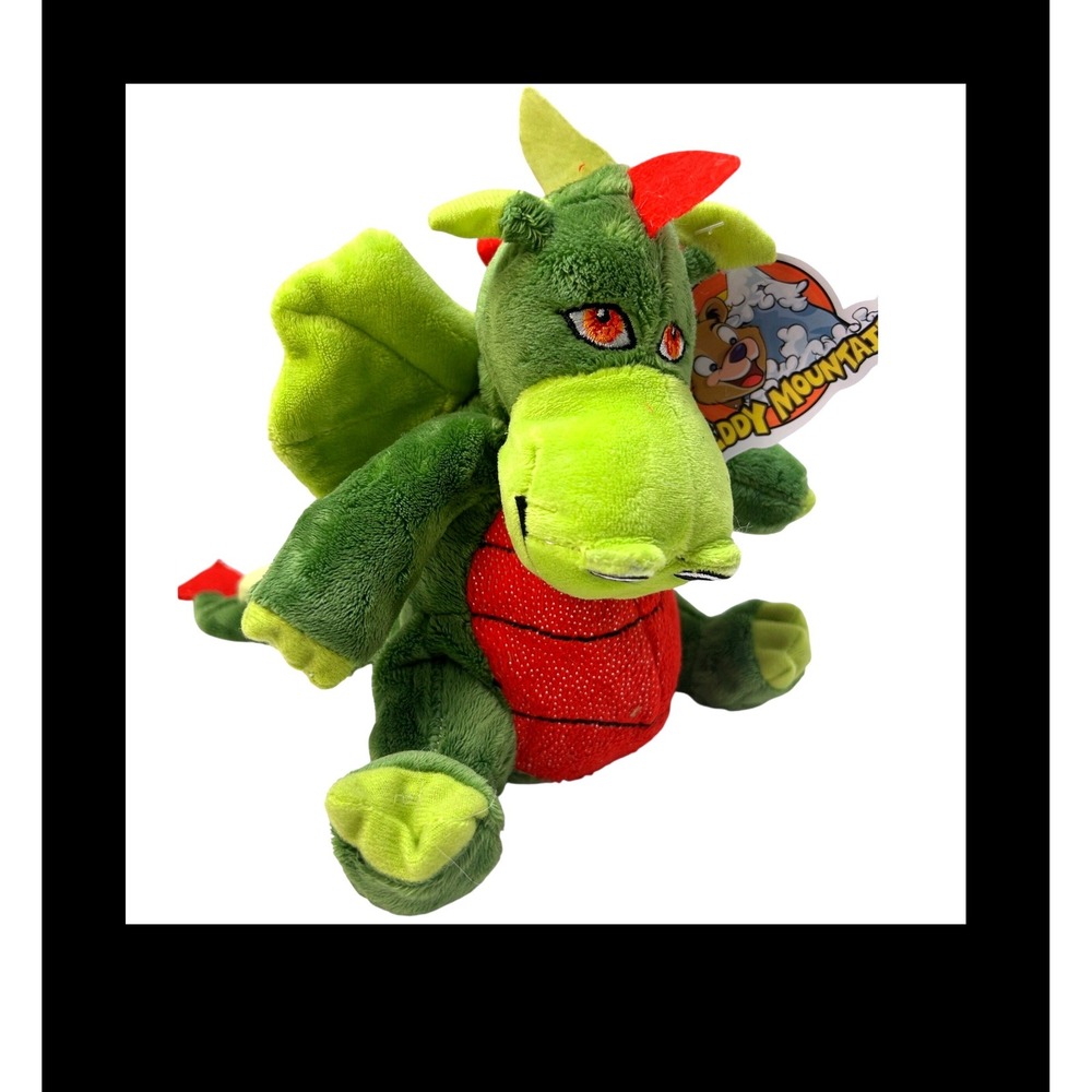 Teddy Mountain Fearless the Friendly Dragon 8 Inch Green Red Plush Zipper Back